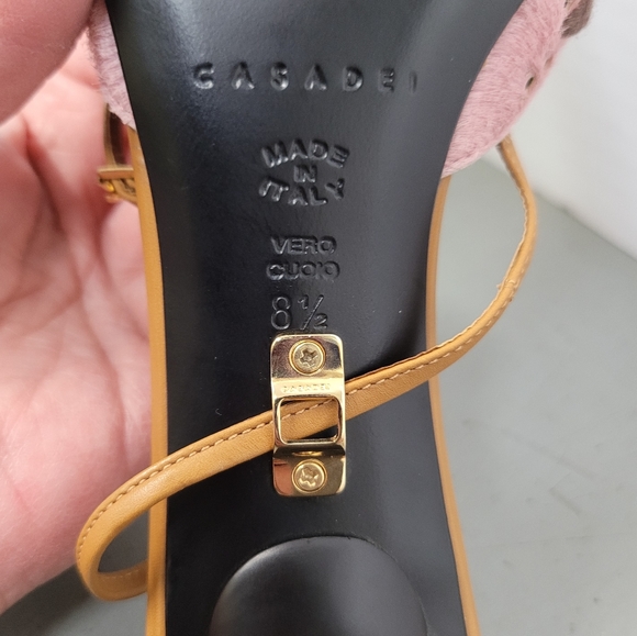 SALE! CASADEI HEELS SZ 8.5 PONY HAIR POINT TOE ANKLE STRAP - Picture 8 of 8